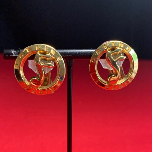 Vintage Celine Gold Clipon Earrings - Picture 5 of 5